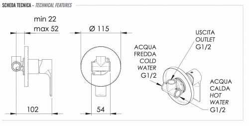 Смеситель для душа Remer Energy EY30BO, белый матовый
