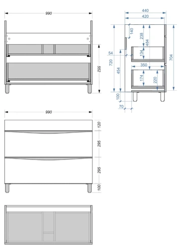 Тумба напольная Vela Бриз 100Н под Milen TU27060