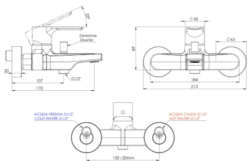 Смеситель для ванны Mariani Kali B37212KL