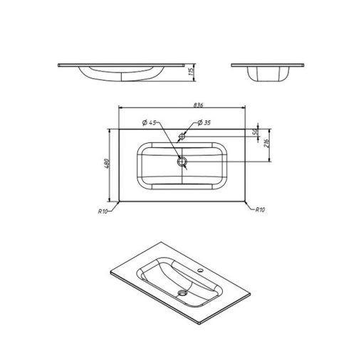 Умывальник Caprigo Milano 85 GC18R 14312