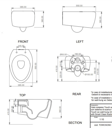 Унитаз подвесной GSG Ceramic Design Touch TOWCSOSC003