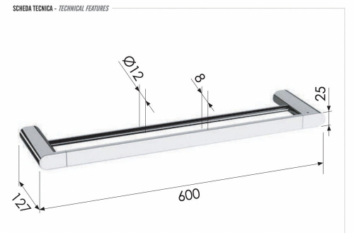 Полотенцедержатель двойной 60 см Remer Lounge LN33VO, бронза