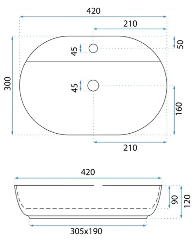 Умывальник Rea Aura 42 U6617