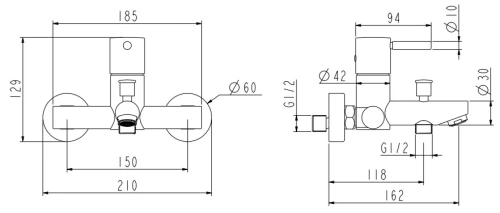 Смеситель для ванны Nemo Round NM-2355BN brush nickel