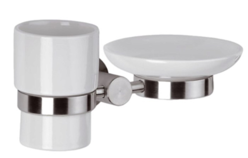 Стакан с мыльницей Remer Minimal INOX Mi17INOXCR, нержавеющая сталь