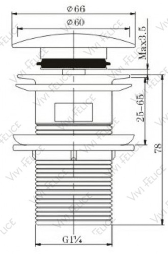 Донный клапан для раковины Vivi Felice V-4 Nichel с переливом