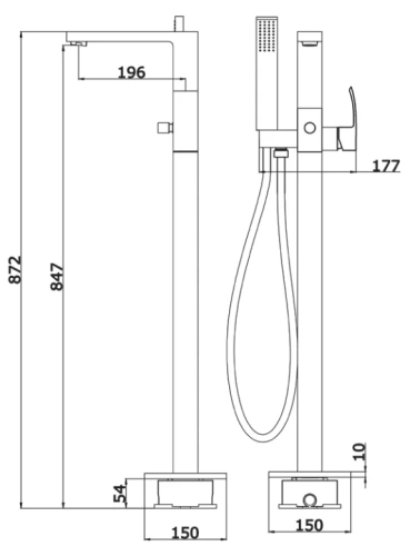 Смеситель для ванны Vivi Felice 1050 cromo