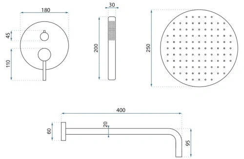 Душевая система Rea Argon gold matt P7810
