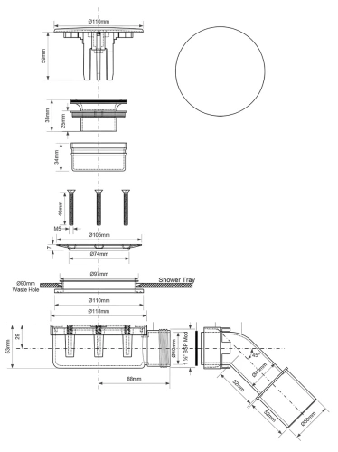 Сифон для поддона McAlpine MP2730L3H-CPN