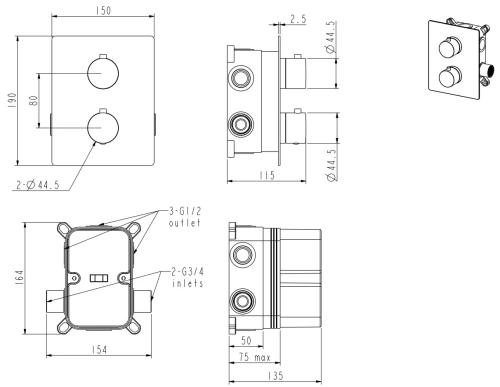 Смеситель для душа Nemo Round NM-2359BG brush gold