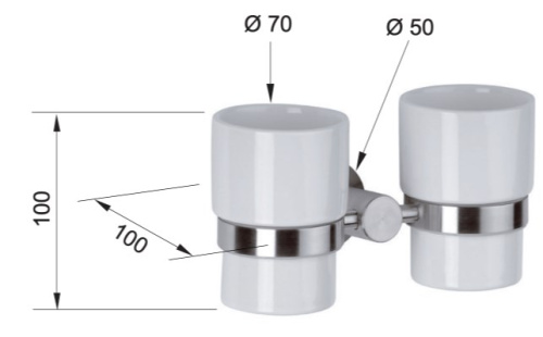 Стакан двойной Remer Minimal INOX Mi16INOXCR, нержавеющая сталь