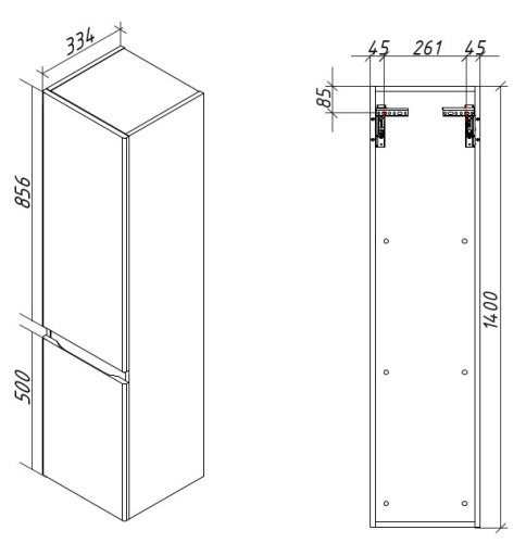 Пенал подвесной Caprigo Forte 35 36150R-SF027