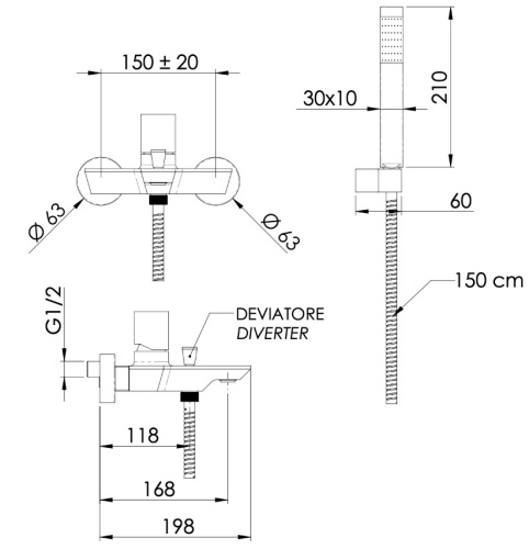 Смеситель для ванны Remer Edge EG502