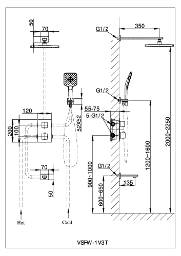 Душевая система Vincea Next VSFW-1N3TCH