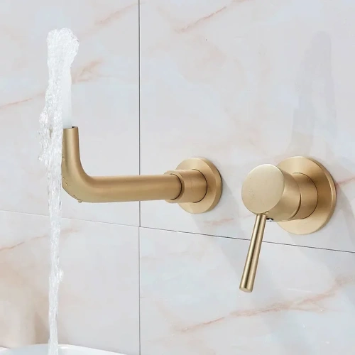 Смеситель для умывальника Rea Lungo long gold matt B4109