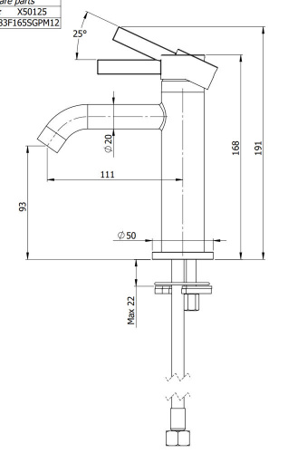 Смеситель для раковины Remer Metrica MC12NO, черный матовый