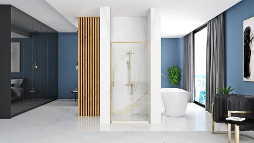 Душевая дверь Rea Rapid Slide gold matt 140 K8591