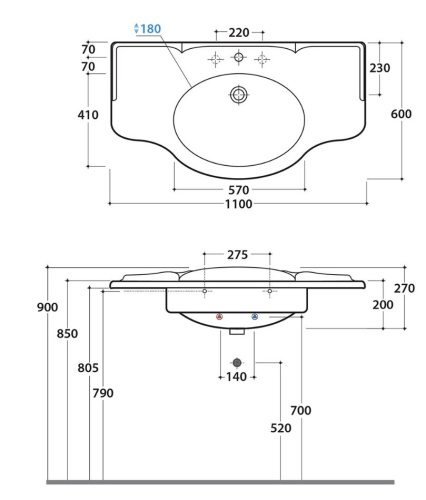 Умывальник Globo Paestum PA022BI