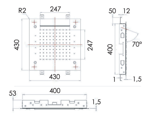 Верхний душ потолочный с подсветкой 43 см Remer 357RS43NC