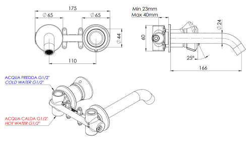 Смеситель для раковины Remer Element ET15PBG, золото брашированное