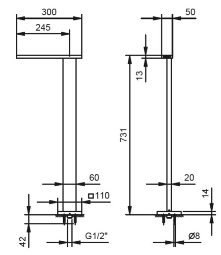 Смеситель для ванны Fantini AK/25 48P5T061 matt gun metal