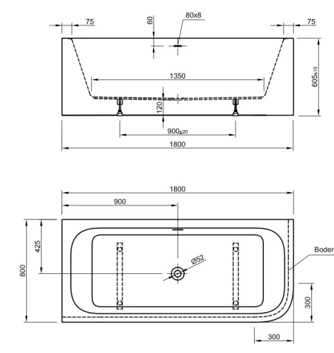 Ванна акриловая Knief Pure Corner Right 0100-248
