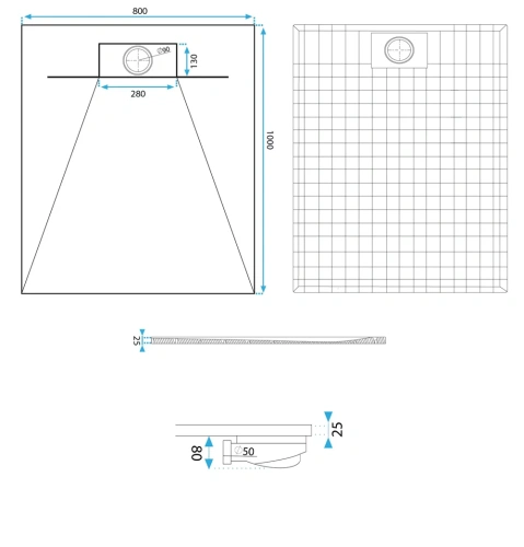 Душевой поддон Rea Bazalt Carrara White 80x100 K7000