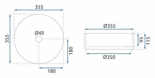 Умывальник Rea Cristal 35 Grey U9615