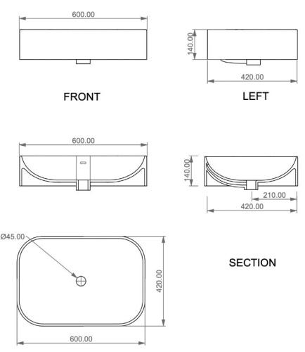 Умывальник GSG Ceramic Design Easy EALAVTP60000