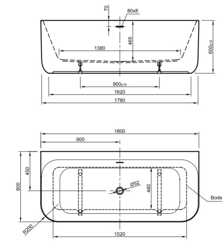 Ванна акриловая Knief Tidy 180X80 0100-242WM