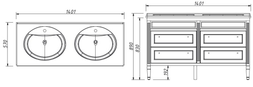 Тумба напольная Caprigo Albion 140 10328-B036