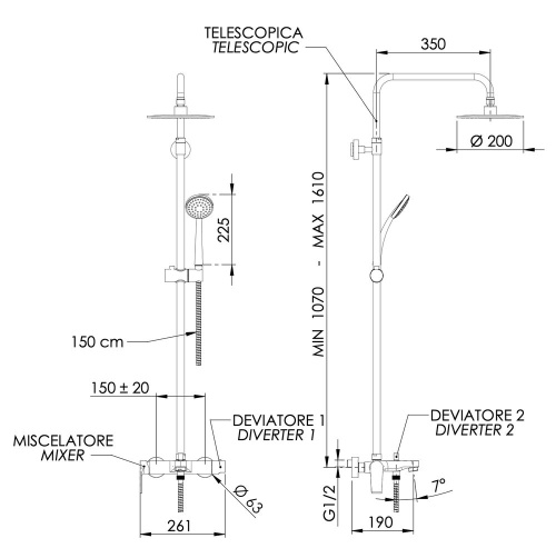 Душевая система Mariani Artic B00260ATATA20