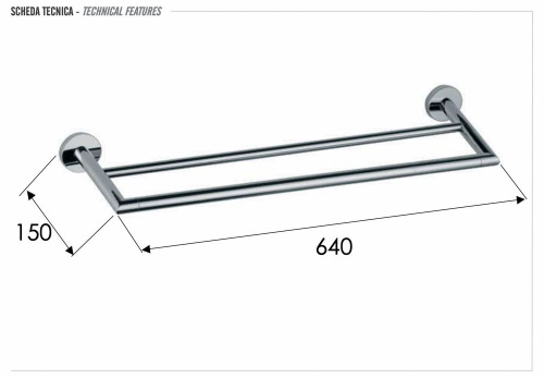 Полотенцедержатель двойной 60 см Remer Guest GS33CR