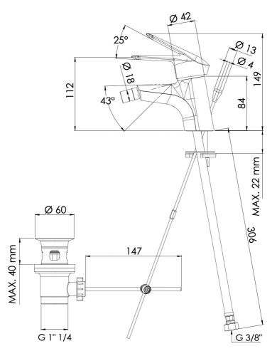 Смеситель для биде Mariani Essenza А00493ES