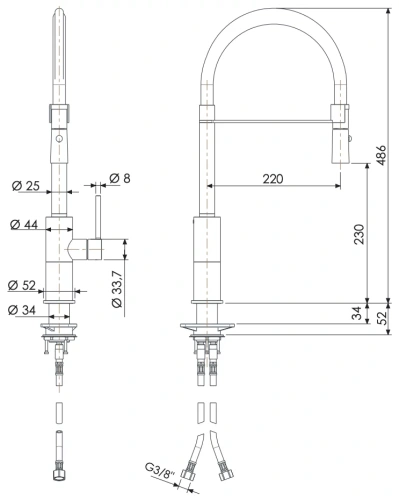 Смеситель для кухни Remer X Style INOX SSX541 нержавеющая сталь