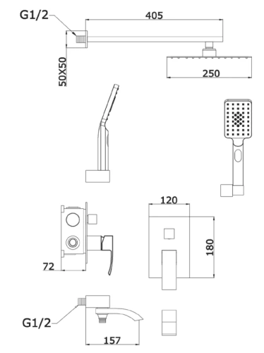Душевая система Vivi Felice 1020 Nero opaco