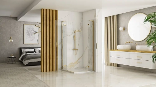 Душевой уголок Rea Hugo Double gold brush 100x100 K6605