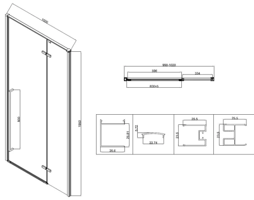 Душевая дверь Vincea Slim-N VDPH-5SN100CL