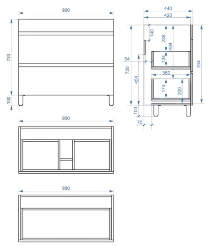 Тумба напольная Vela Мира 90Н под Milen TU27107