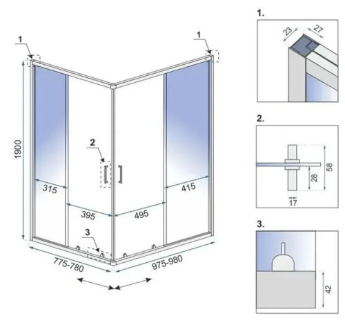 Душевой уголок Rea City Gold Brush 80x100 K6445