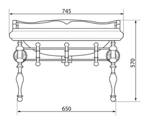 Консоль с раковиной Caprigo LOW7060/73-ORO