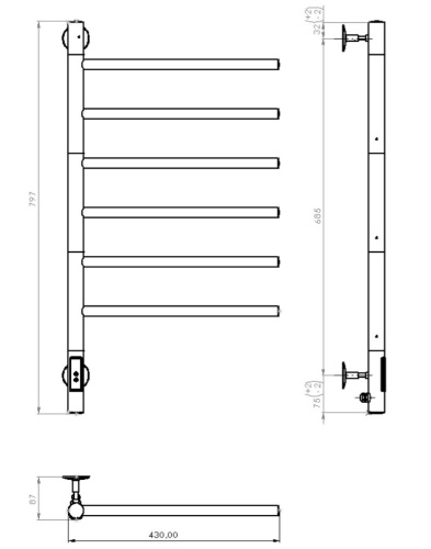 Полотенцесушитель электрический Vincea VTD-1S2CGE