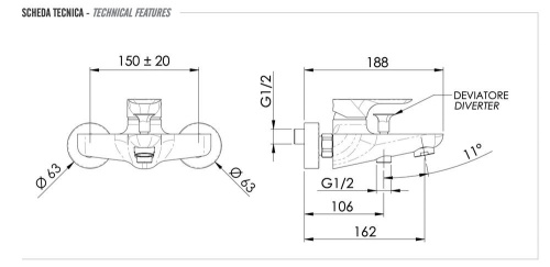 Смеситель для ванны Remer Infinity I05NO, черный матовый