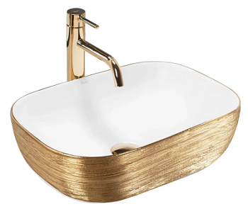 Умывальник Rea Belinda gold matt white U7422