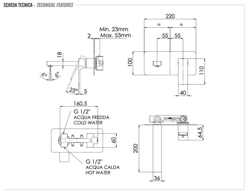Смеситель для раковины Remer Absolute AU15VO, бронза