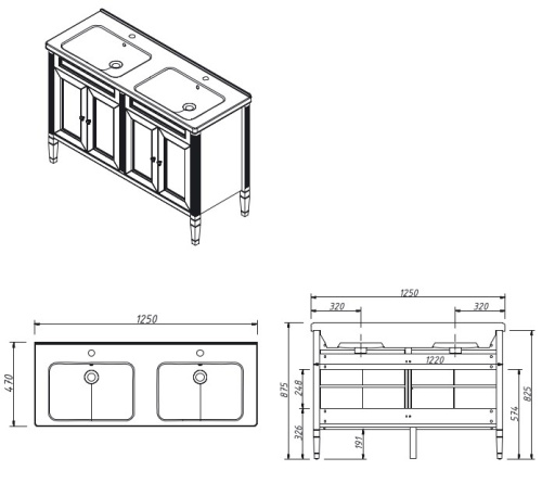 Тумба напольная Caprigo Albion Concept 125 34020-SF04