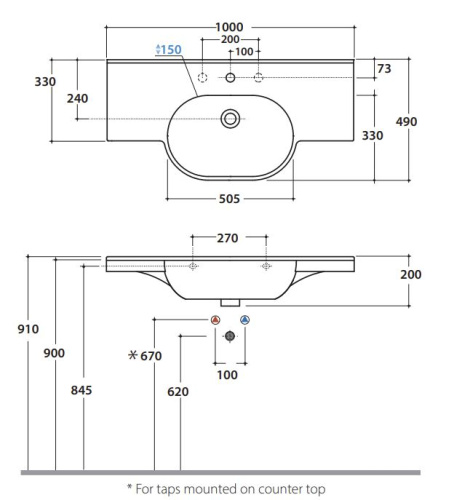 Умывальник Globo MODE ME100BI