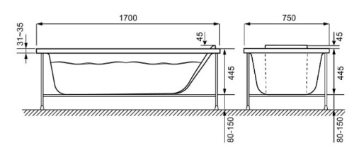 Ванна акриловая Jacob Delafon Sofa 170x75 E60515RU-01