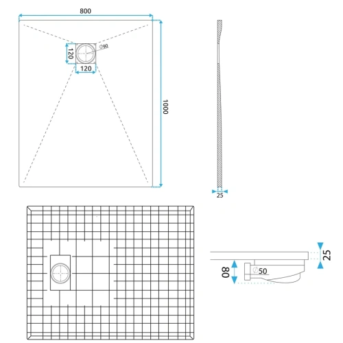 Душевой поддон Rea Magnum Grey 80x100 K4107
