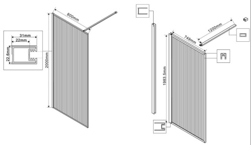 Душевая стенка Vincea Walk-In VSW-1HP800FLBG